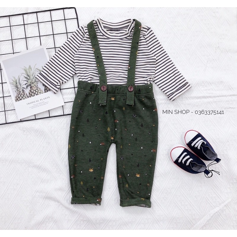 Set yếm quần nhung tăm bé trai xuất xịn