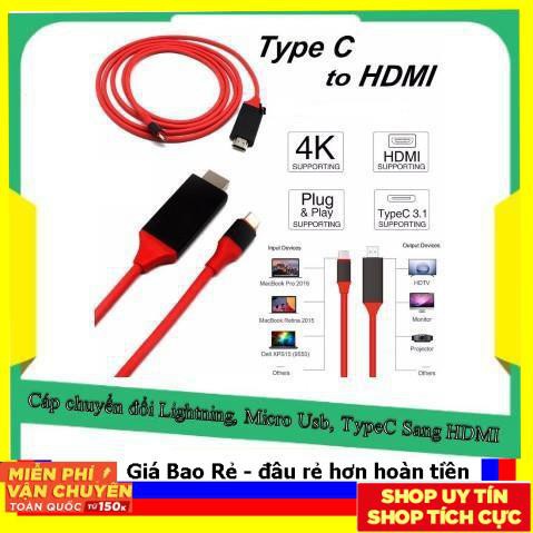 Cáp Lightning, Micro Usb, TypeC Sang HDMI (Lightning To HDTV)