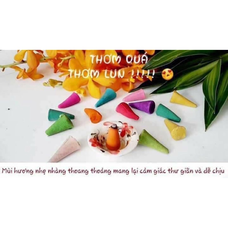 100 nụ Trầm Hương Mix Nhiều mùi hoa Kèm chén đốt Hàng nội địa Thái Lan