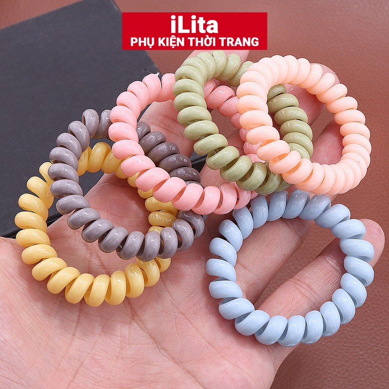 Thun cột tóc nữ Hàn Quốc dễ thương iLita phụ kiện buộc tóc đẹp nhiều màu xanh, đỏ, tím, vàng, trắng, đen