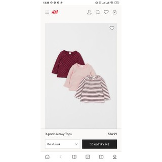 Set 3 áo + 3 quần bé gái HM