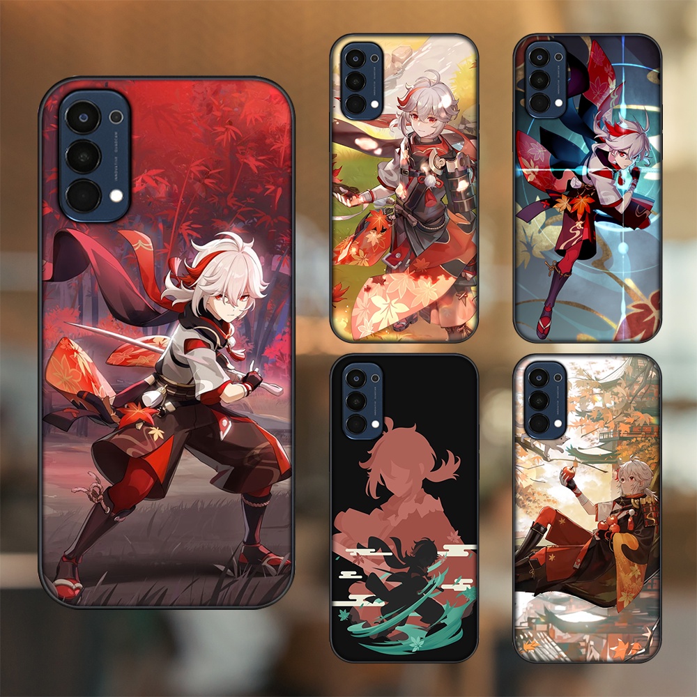 Ốp lưng Oppo Reno 4 viền đen in hình Kazuha Genshin Impact