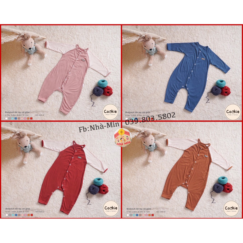 Bộ bodysuit dài tay cài giữa Cookie chất liệu: Air-cool Knitwear điều hoà nhiệt | BigBuy360 - bigbuy360.vn