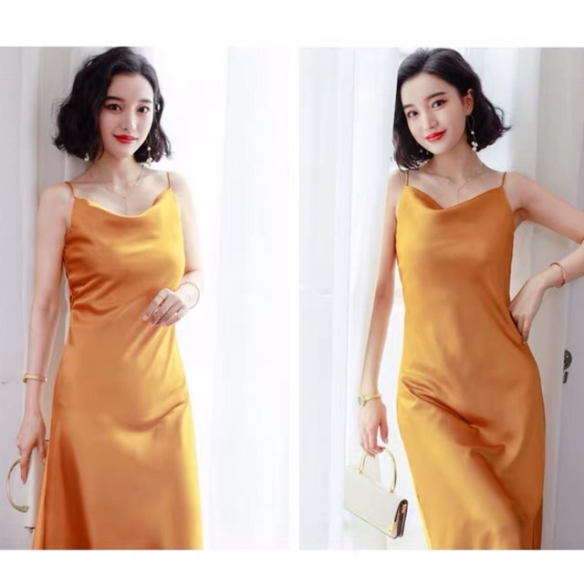[sẵn] Váy 2 dây cổ đổ basic
