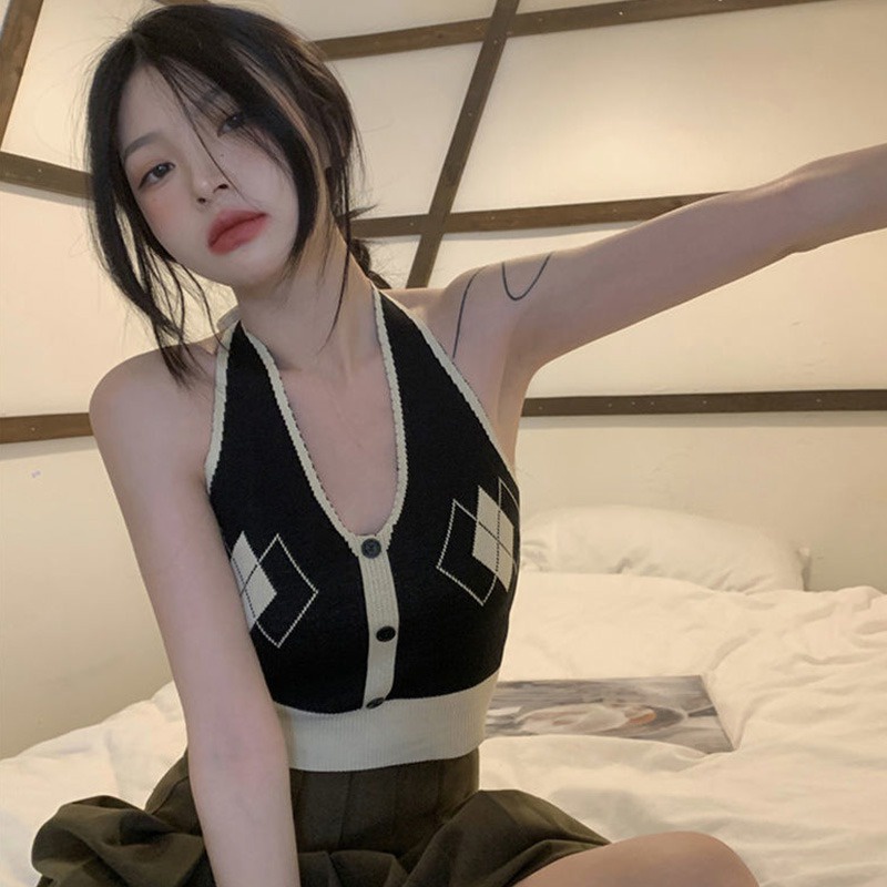 Áo Croptop Dệt Kim Không Tay Trọng Lượng Nhẹ Thời Trang Dành Cho Nữ