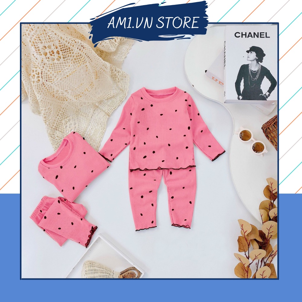 Đồ bộ bé gái dài tay AM776 - Bộ quần áo cho bé gái chất tăm mặc thu đông TTR69