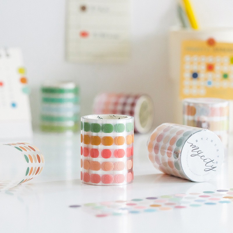 Cuộn Sticker tròn 3m STI06, sticker dán hình tròn dot trang trí sổ, điện thoại, lịch, laptop Vpp Tuệ Minh