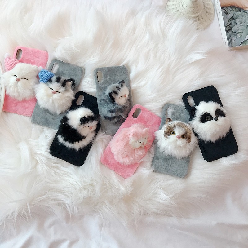 Ốp Iphone Mèo ngủ nhung mềm 6/6s,6Plus/6sPlus,7/8,7Plus/8Plus,X/Xs,XsMax