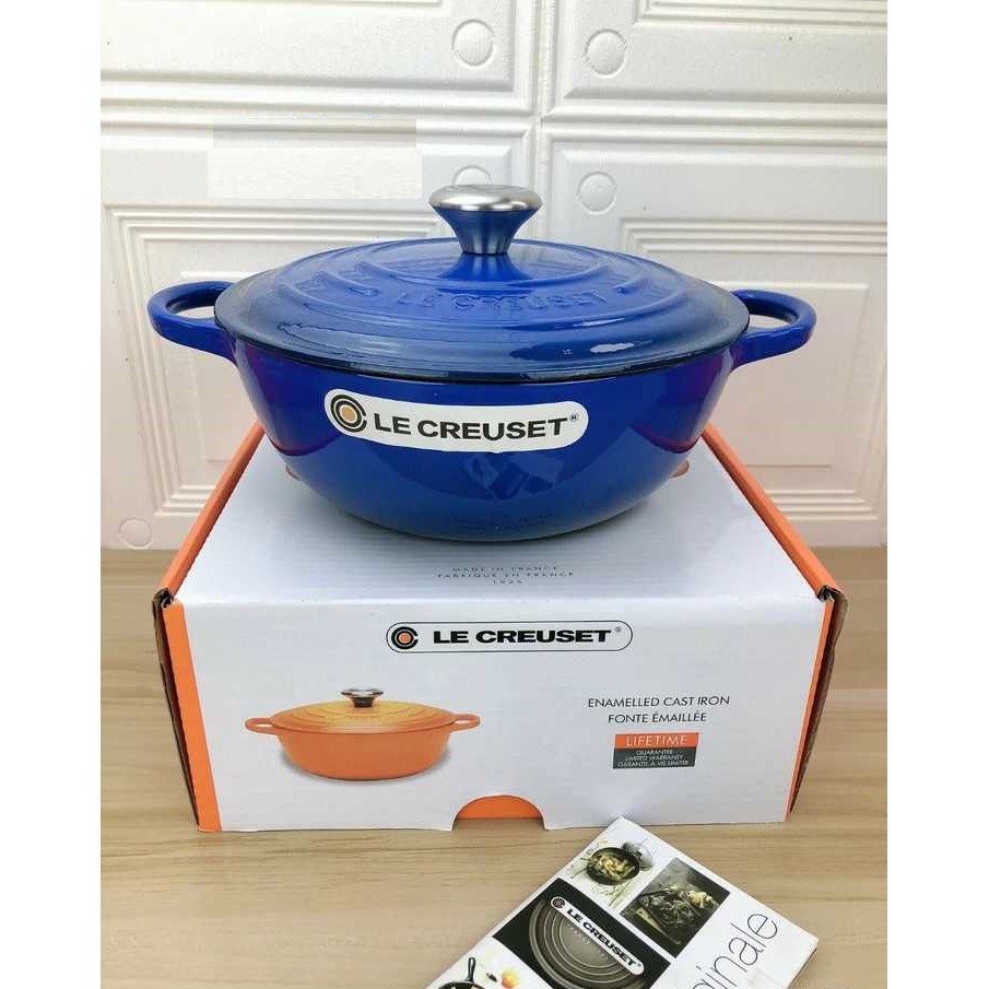 Nồi Le Creuset- Pháp\ Nồi chảo gang đúc tráng men cao cấp rộng 26cm, dùng nấu các món, fullbox quà tặng tân gia