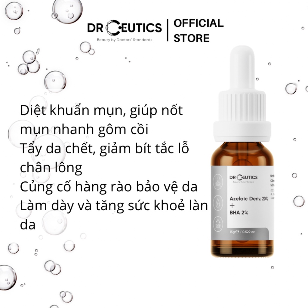 DRCEUTICS Tinh Chất Làm Giảm Mụn Mờ Thâm DrCeutics Azelaic Deriv 20% Và BHA 2% (15ml)