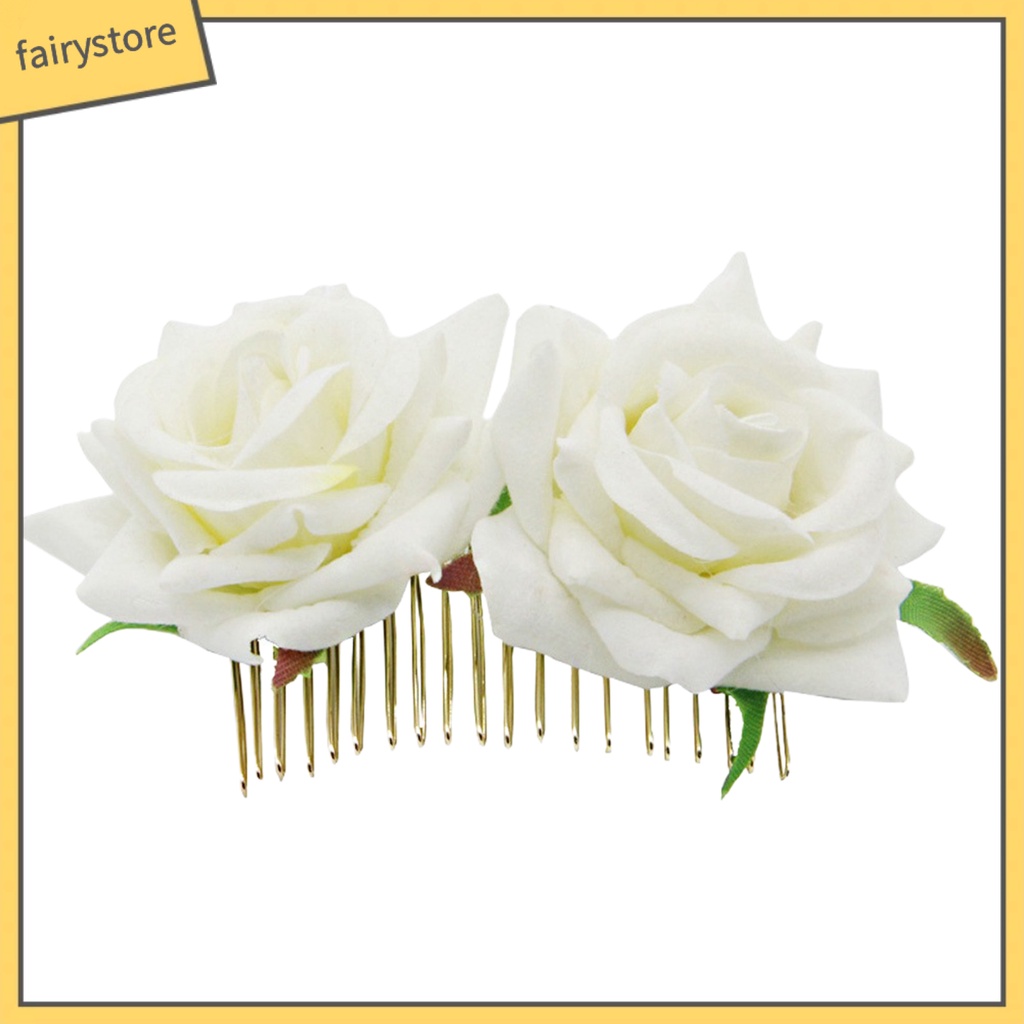 Lược Cài Tóc Hình Hoa Hồng Chống Trượt Trang Trí Cô Dâu