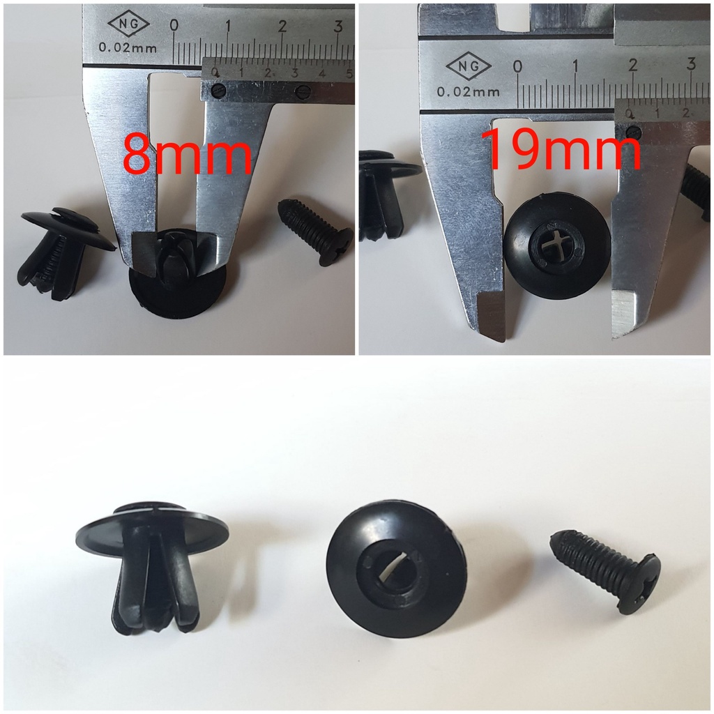 Túi 200 chốt nhựa ô tô 8x19mm, Chốt nhựa sửa chữa ô tô, Đinh tán nhựa ô tô, Nở nhựa ô tô