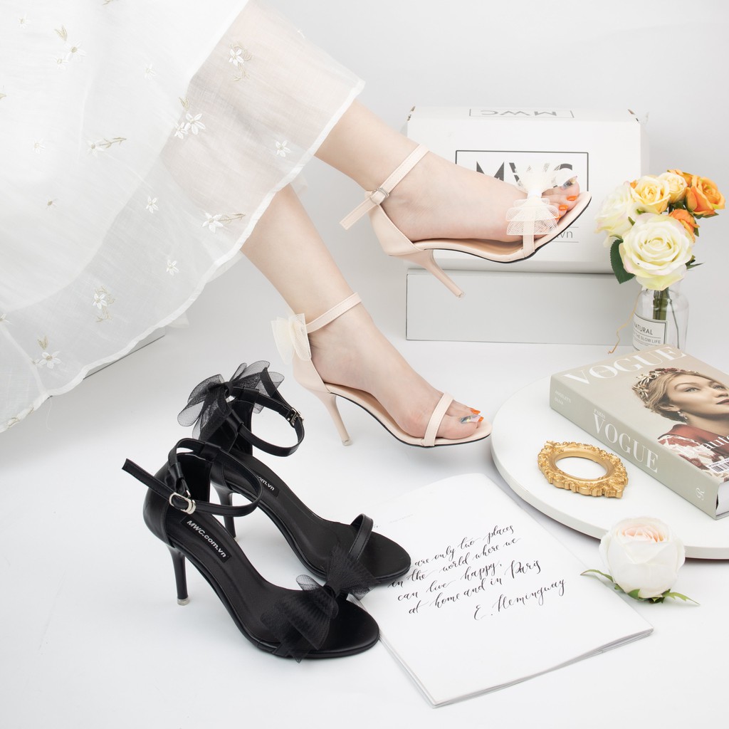 Giày Sandal Cao Gót MWC Đế Nhọn 9CM Đính Nơ Thanh Lịch NUCG - 3903