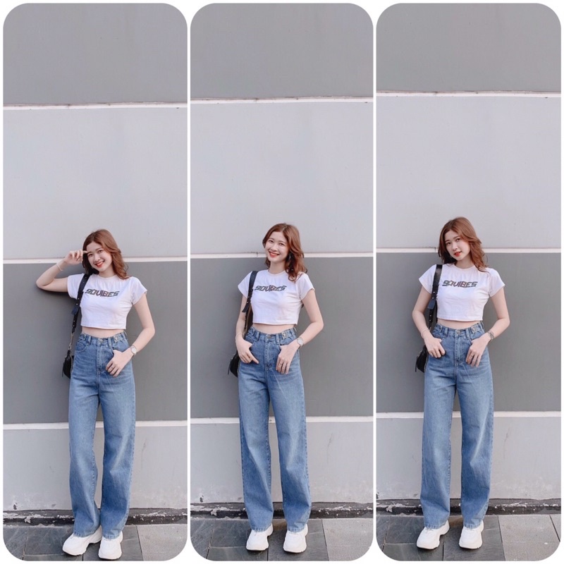 Quần jean ống rộng hàng VNXK lưng cao 5 nút form dáng cực chuẩn ( kèm hình thật) | BigBuy360 - bigbuy360.vn