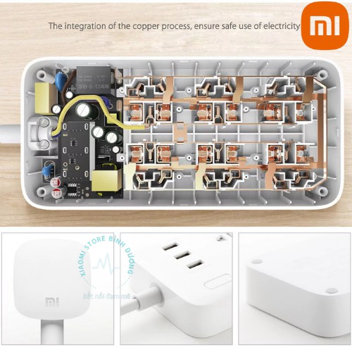 [CHÍNH HÃNG] Xiaomi Mijia Power Strip 6 Socket 3USB Ports 15W 5V 2.1AỔ cắm điện Xiaomi Mi Power Strip