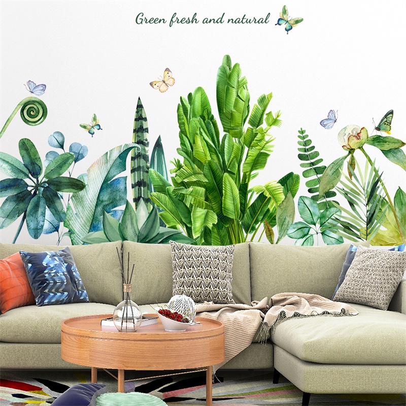Giấy Dán Tường Hình Chậu Cây Xanh Phong Cách Bắc Âu Sáng Tạo Trang Trí Phòng Khách