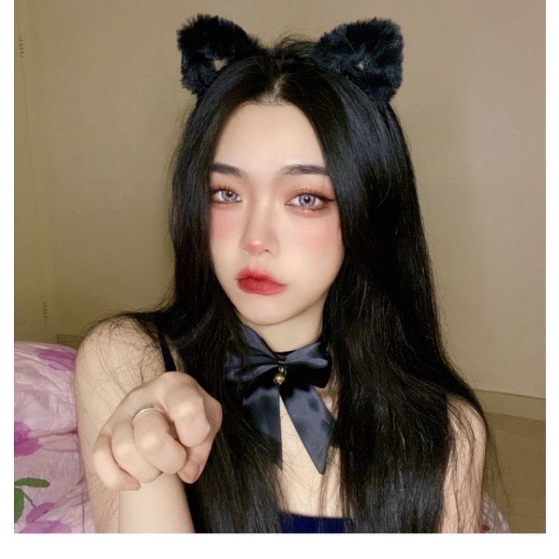 Băng đô cài tóc ren nơ đen sexy ulzzang phong cách hàn quốc