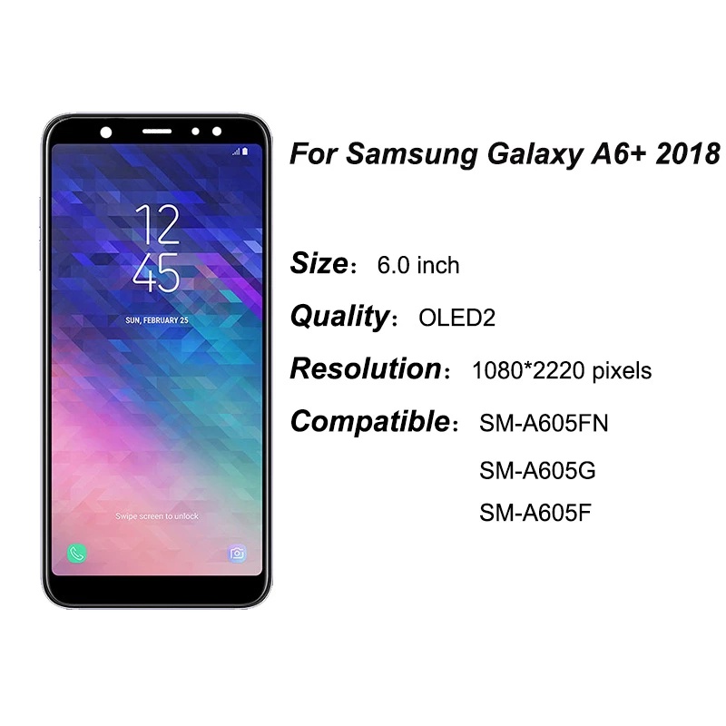 Màn hình Samsung Galaxy A6+/ A6 Plus OLED, dùng thay thế màn hình hư hỏng, tặng kèm bộ sửa - Bảo hành 3 tháng