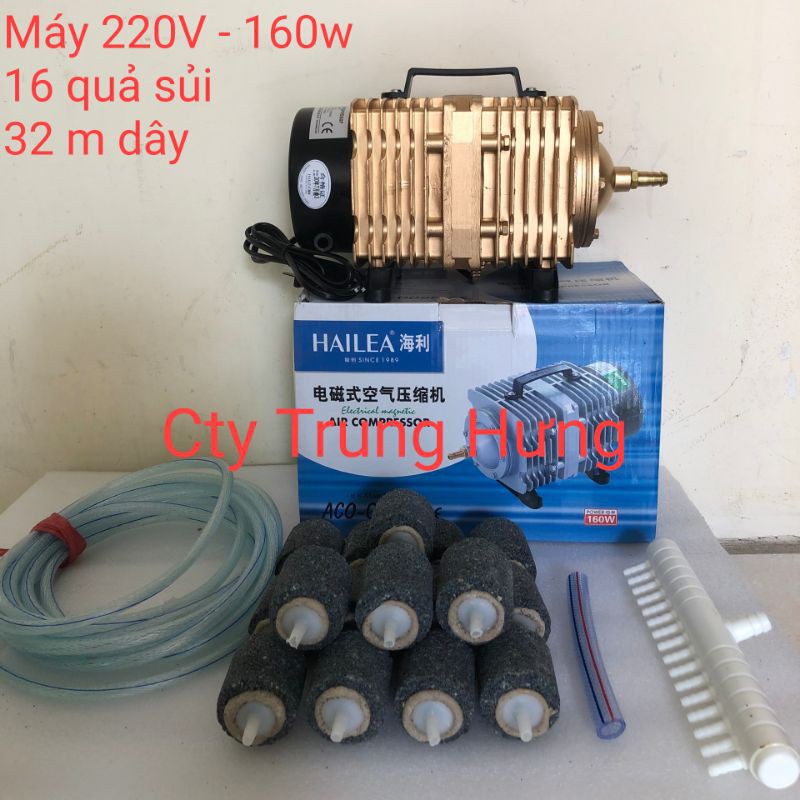 Máy sục sủi thổi khí oxy 220V-160w + 16quả sủi + 32m dây.