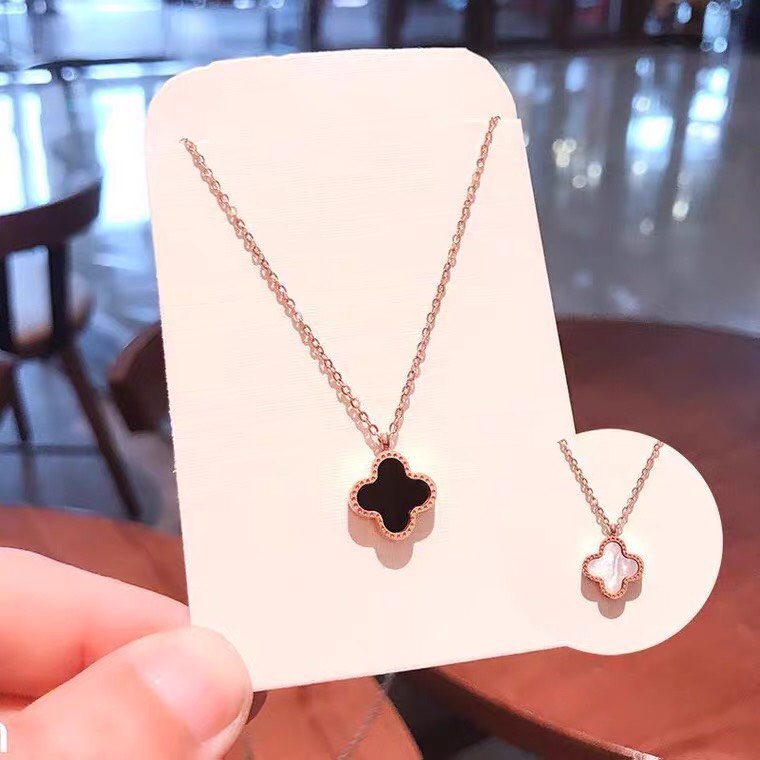 Dây Chuyền Cỏ Bốn Lá (2 Mặt Trắng, Đen) Phong Cách Hàn Quốc, Thời Trang Thanh Lịch