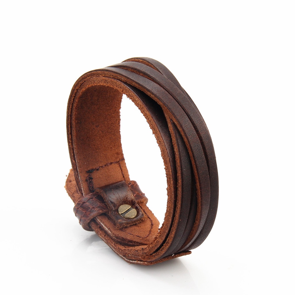 Vòng tay dây da thiết kế đơn giản cá tính dành cho nam và nữ