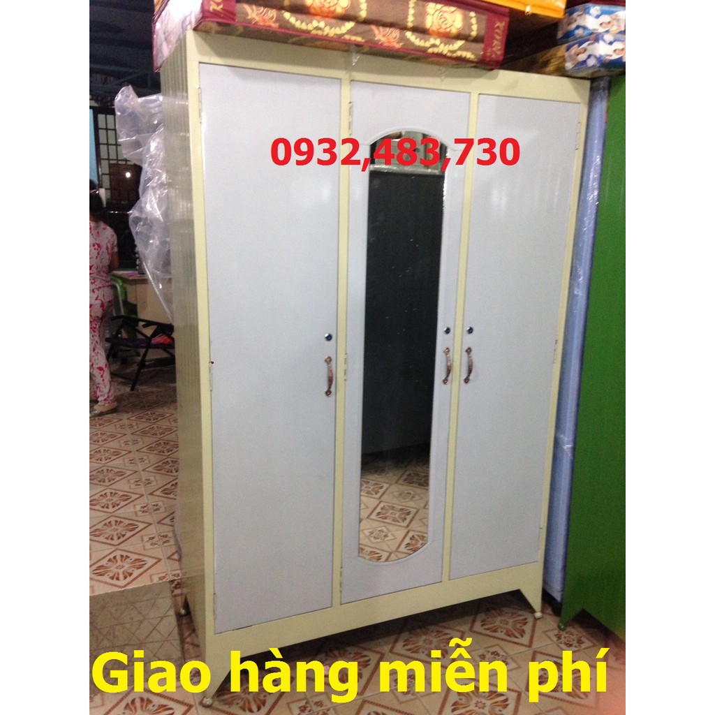 Tủ quần áo bằng sắt 3 cánh hàng đẹp