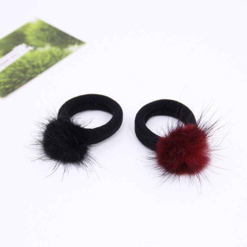 Dây Cột Tóc Đính Bóng Lông Chồn Co Giãn Cho Nữ