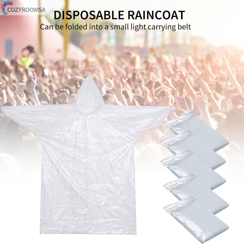 Bộ 5 áo mưa trong suốt gọn nhẹ chống thấm nước dùng một lần tiện dụng
