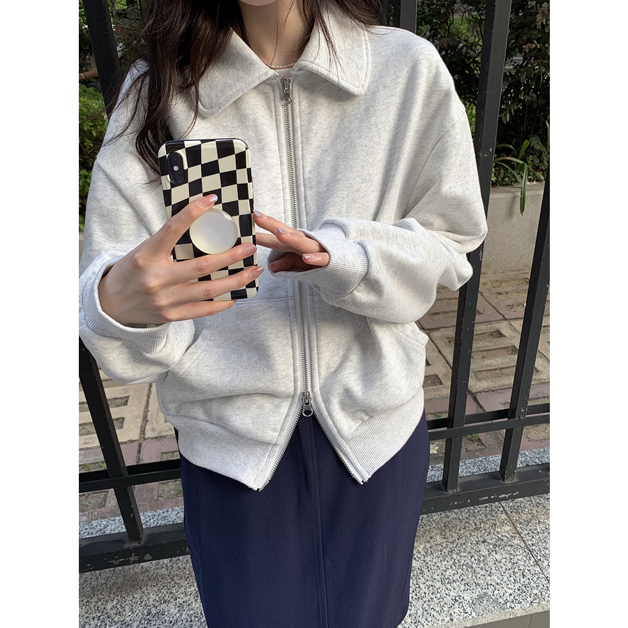 Áo Sweater Dáng Rộng Phối Khóa Kéo Thời Trang Mùa Thu Dành Cho Nữ