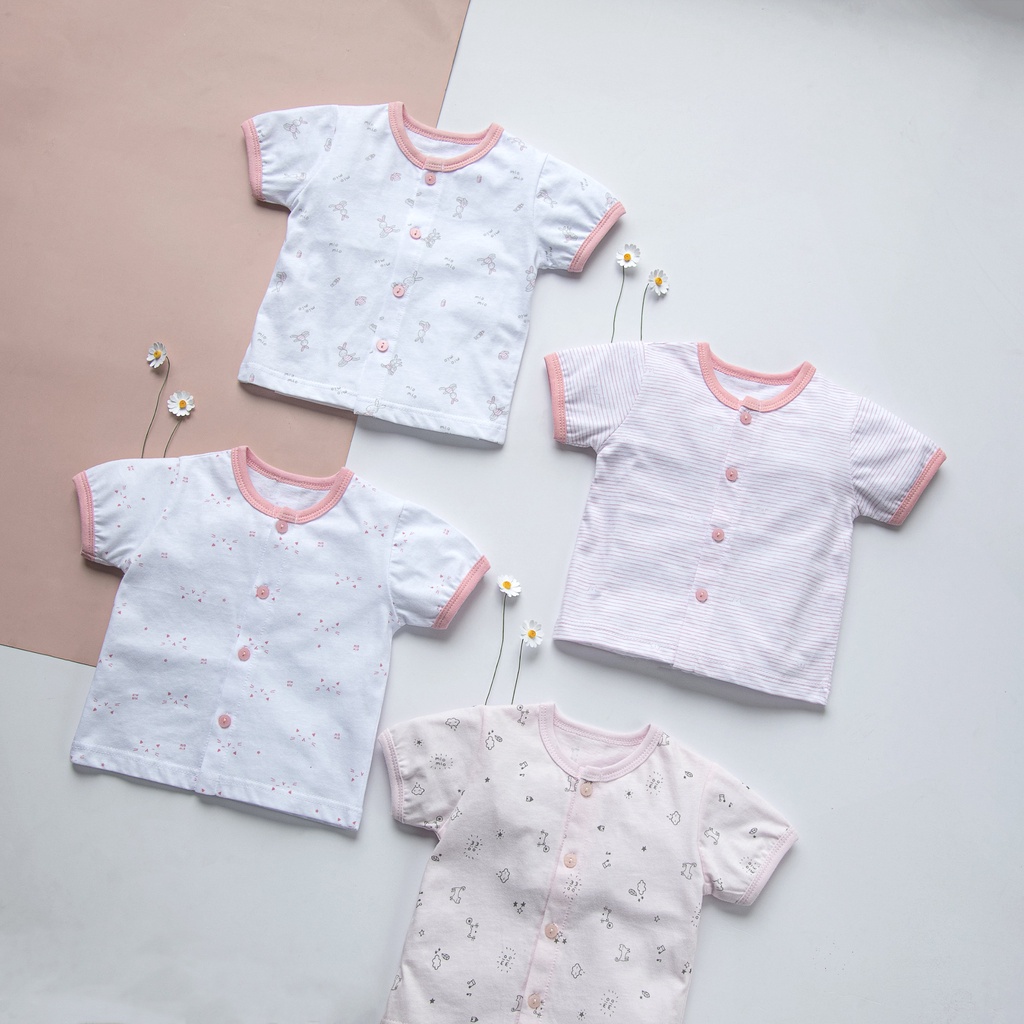 Combo 4 Áo Tay Cộc Sơ Sinh MIOMIO Vải Cotton Cho Bé Trai, Bé Gái (Từ 0 - 24 Tháng) Thiết Kế Mùa Hè | Thoáng Mát Dễ Chịu