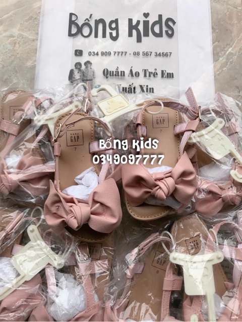 Sandal Bé Gái Nơ To Hồng Nude