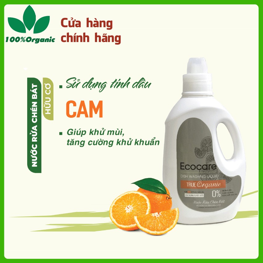 Nước rửa chén Ecocare hữu cơ bồ hòn với tinh dầu thiên nhiên, Can 4 Lít