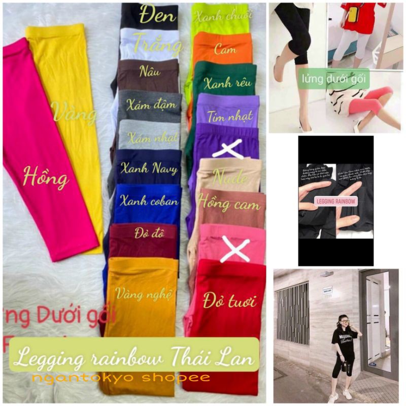 Legging lửng qua gối hàng chuẩn Rainbow Thái Lan Freesize
