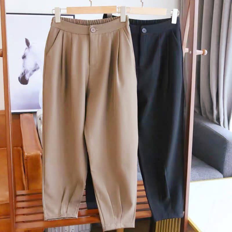 Quần baggy nữ cạp cao lưng chun 1 nút thoải mãi cho đi chơi đi làm_bigsize 82kg_QTK