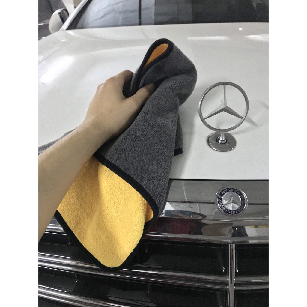 Khăn lau ô tô xe hơi lau bếp lau kính lau tay màu vàng 2 lớp cao cấp siêu sạch siêu thấm hút S046
