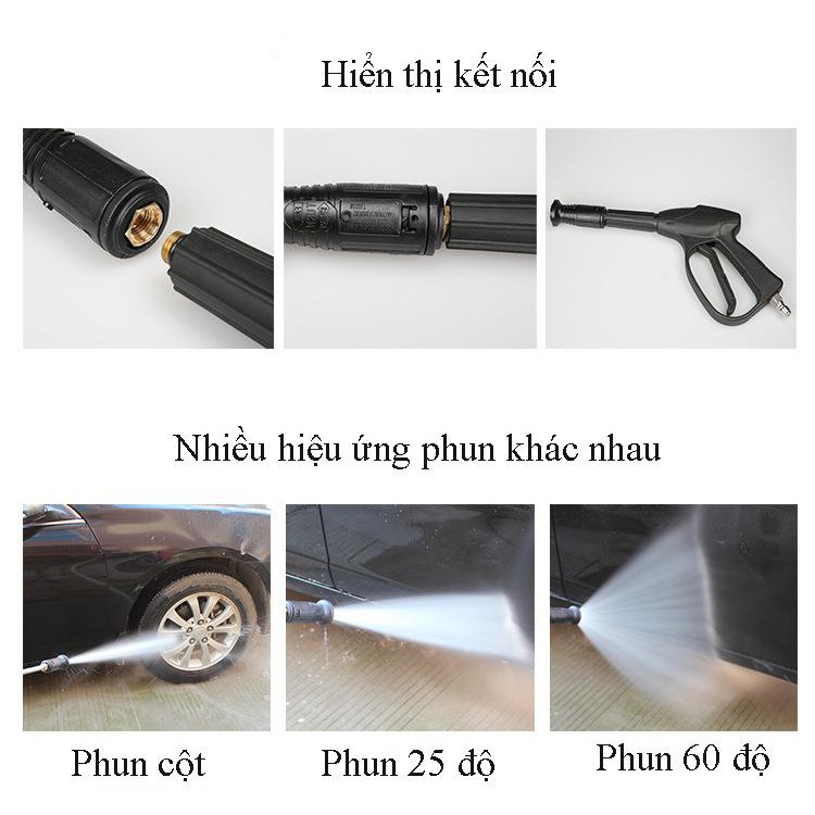 Đầu xịt nước rửa xe, tưới cây tăng áp lực nước chỉnh được góc độ ren trong 14mm