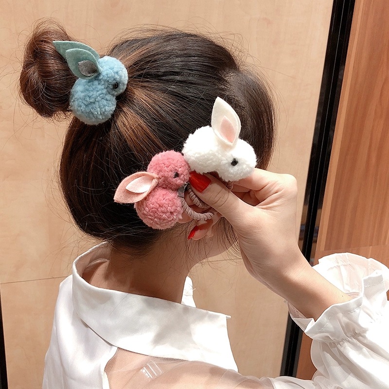  Kẹp tóc thiết kế thỏ bông 3D dễ thương thời trang cho bé gái