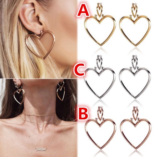 Đôi khuyên tai mạ vàng / bạc trang trí hình trái tim xinh xắn cho nữ
