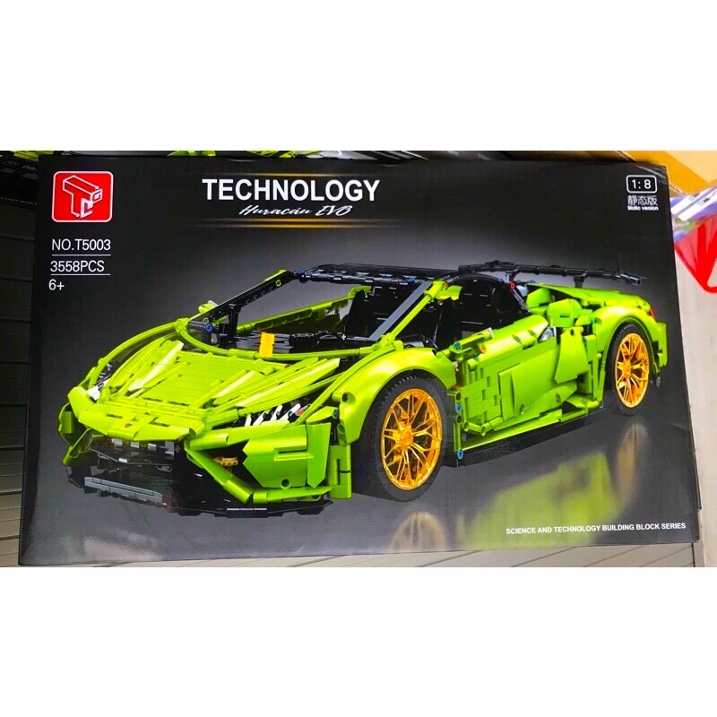 Lego Technic - T5003 ( Xếp Hình Siêu Xe Lamborghini Huracan Evo Spyder Xanh Lá 3558 Mảnh )