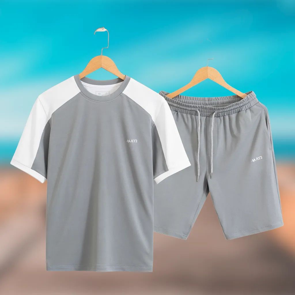 Bộ thể thao nam cộc tay, Đồ bộ nam chất thun lạnh thấm hút mồ hôi co dãn 4 chiều AT2