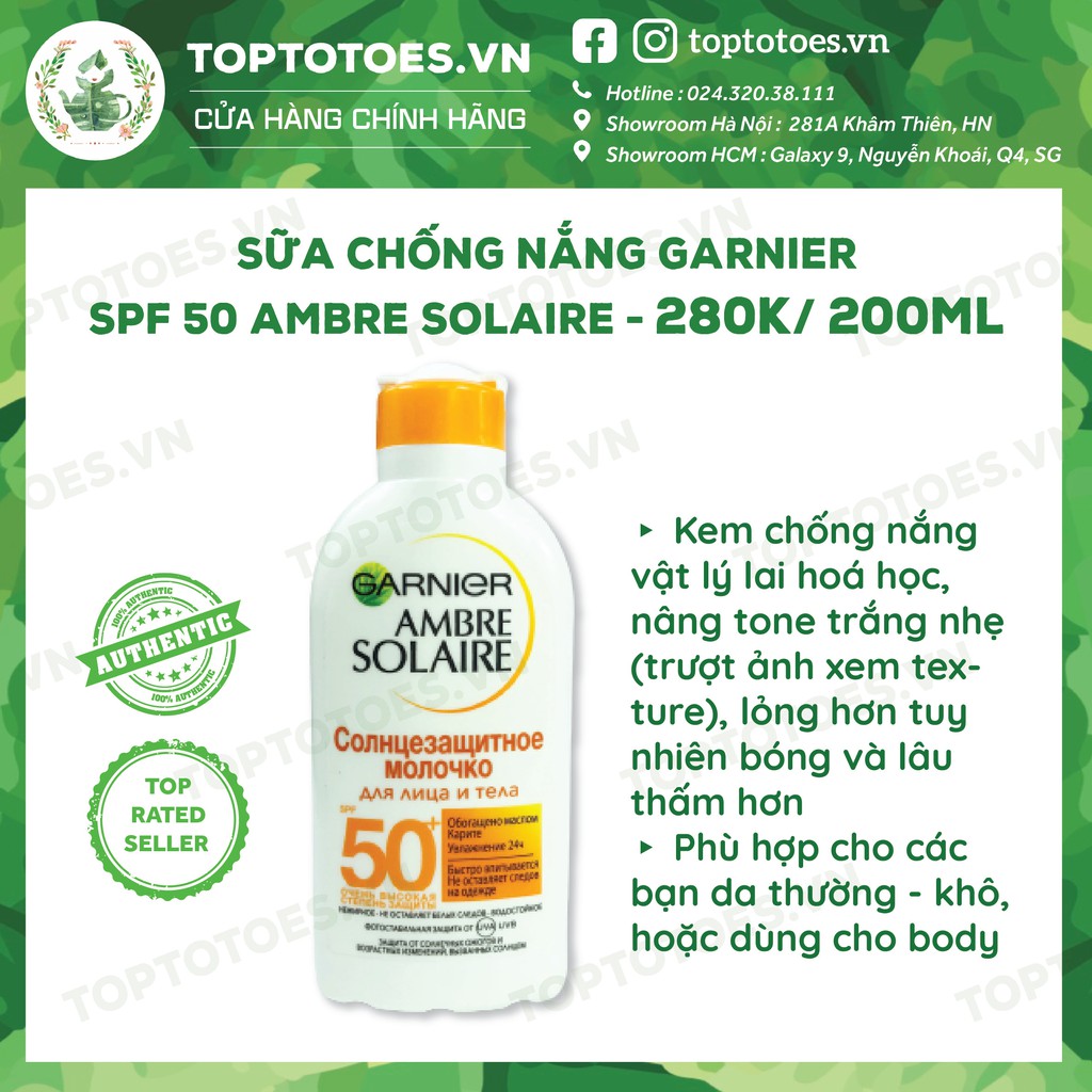 Kem/ Sữa chống nắng Garnier Ambre Solaire SPF 50+ chống nắng phổ rộng & chống nước | BigBuy360 - bigbuy360.vn