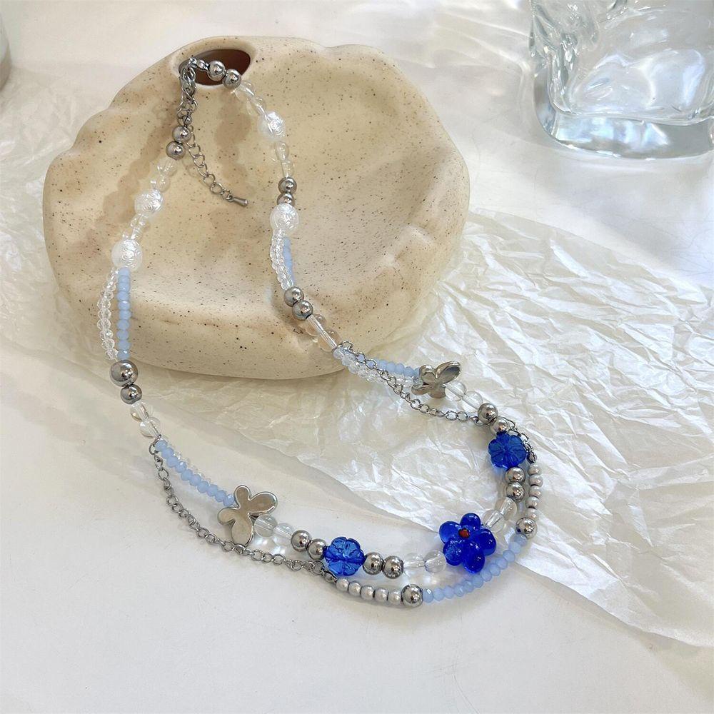 Vòng cổ Hai Lớp Màu Xanh Dương Thời Trang Cho Nữ