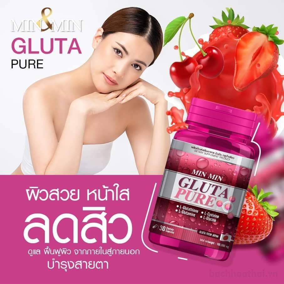 Min &amp; Min Gluta Pure vıên uốnǥ siêu làm trắŉg da Thái Lan