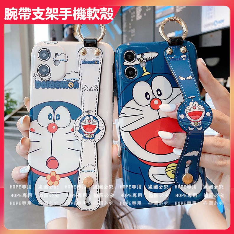 Ốp Điện Thoại In Hình Doraemon Có Dây Đeo Cổ Tay Cho Iphone 11 Pro Max Se2