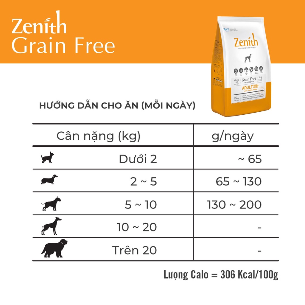 Thức ăn hạt mềm dành cho chó Zenith Adult 3kg