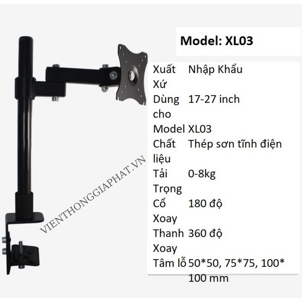 Giá Treo Một Màn Hình Máy Tính - Giá Đỡ 1 Màn Hình 17 - 27 Inch - Kẹp Thành Bàn Đa Năng