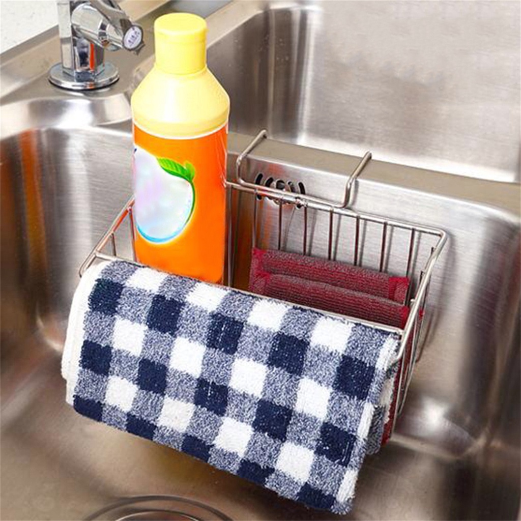 Rổ Đựng Mút Rửa Chén Ráo Nước Tiết Kiệm Không Gian Bằng Thép Không Gỉ