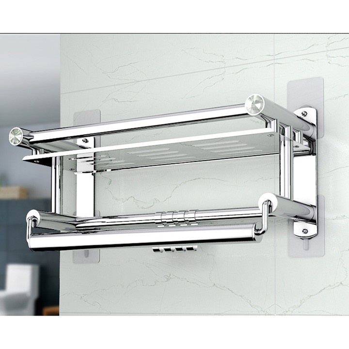 Giá treo khăn 2 tầng chất liệu inox 304 siêu đẹp, giúp nhà tắm gọn gàng hơn