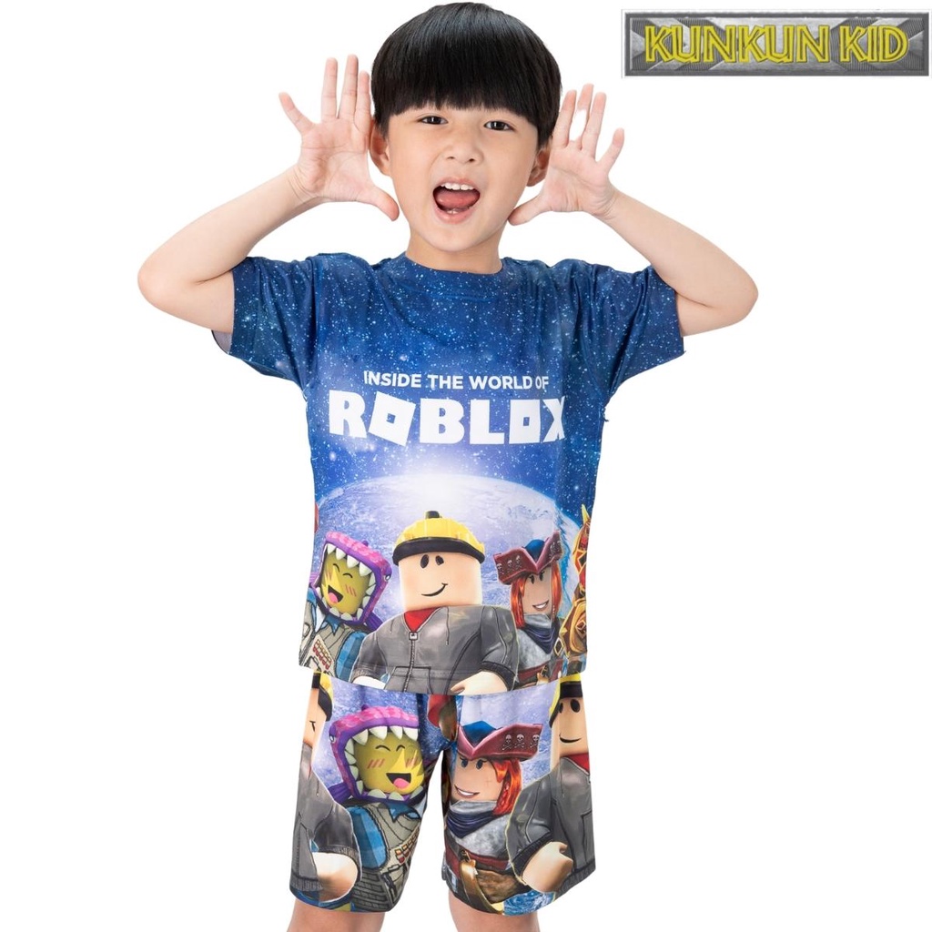 Quần áo bé trai size đại cho bé từ 10kg - 40kg in 3D hình Roblox Kunkun TP456 - Đồ bộ bé trai Thun lạnh cao cấp