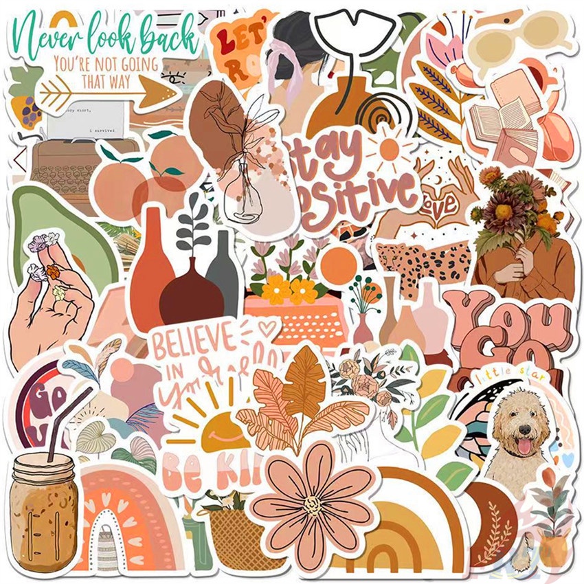 ❉ Miếng Dán Trang Trí Họa Tiết Graffiti Nghệ Thuật Kiểu Boho 01 ❉ Bộ 50 Sticker Chống Thấm Nước Họa Tiết Doodle Hợp Thời Trang